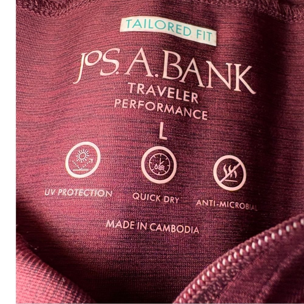 🎭 3/$20 JOS. A. Bank Traveler Quarter Zip Pullover (Ron) Burgundy L NWOT - Picture 2 of 5
